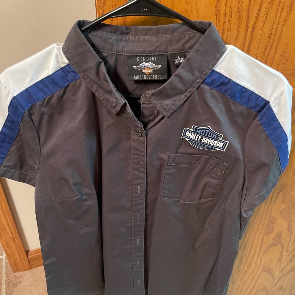 Harley-Davidson Ladies Grey and Blue Casual Shirt